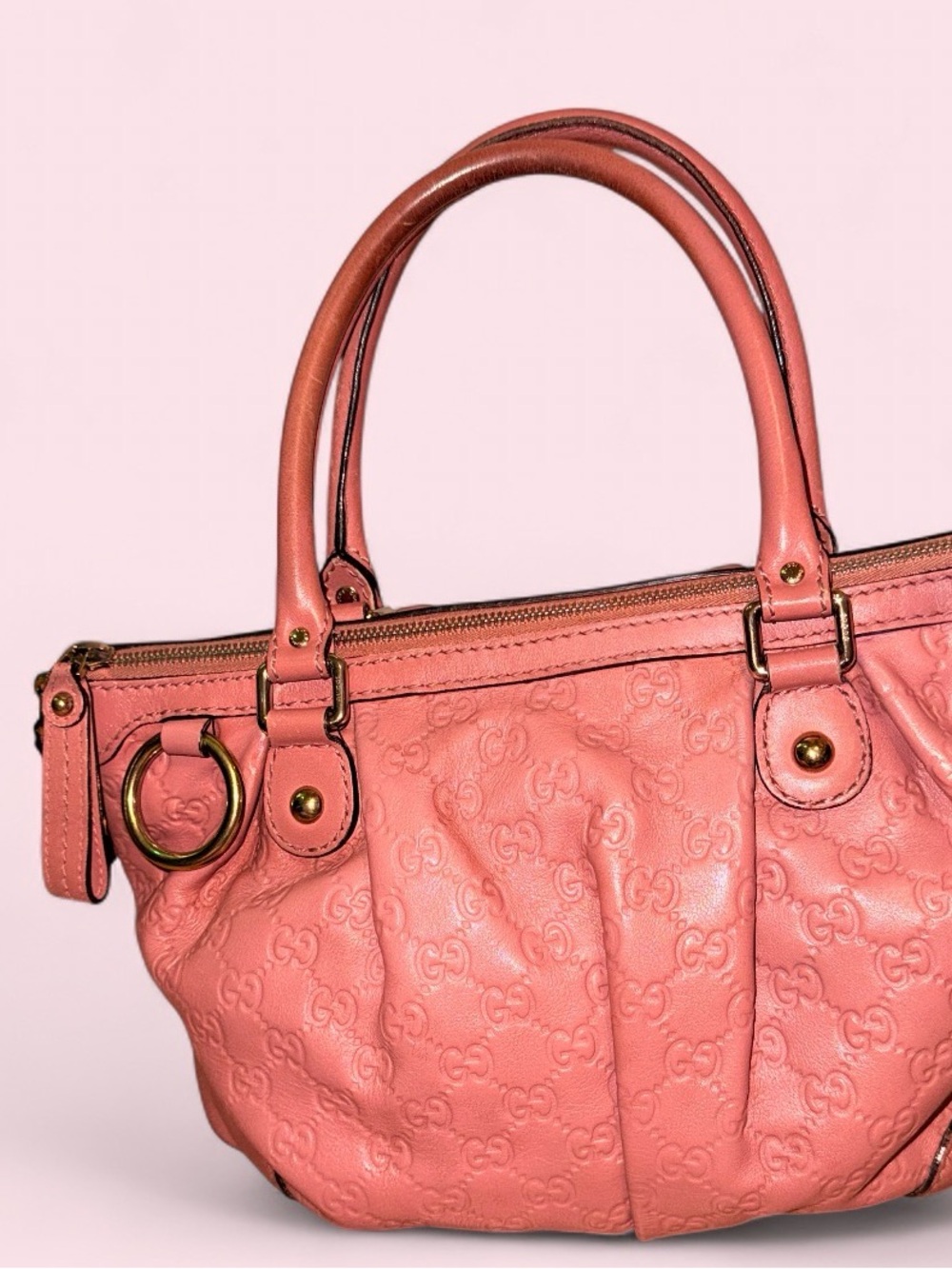 NWOT Authentic Gucci Guccissima Pink Sukey Leather Small Tote / Satchel